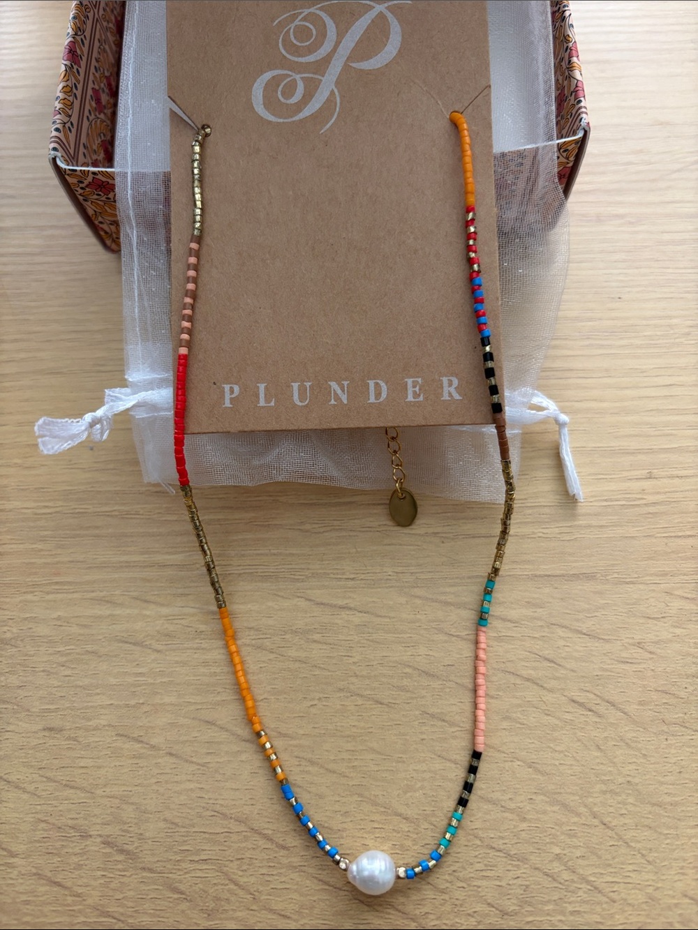 Plunder Multicolor Beaded Necklace with Pearl Accent